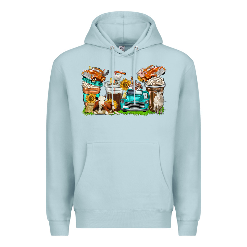 Farm Truck Coffee Cups Premium Hoodie by texasbilliewilder | Teevron