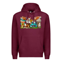 Burgundy farm truck coffee cups Premium Hoodie - texasbilliewilder