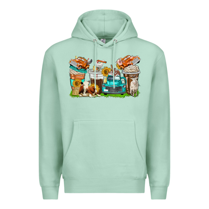 Farm Truck Coffee Cups Premium Hoodie by texasbilliewilder | Teevron