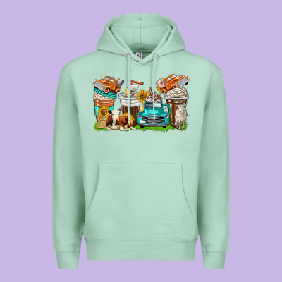 Premium Hoodie farm truck coffee cups