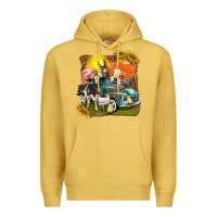 Antique Gold farm truck with farm animals Premium Hoodie - texasbilliewilder