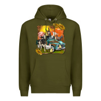 Army Green farm truck with farm animals Premium Hoodie - texasbilliewilder