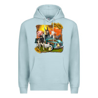 Blue Mist farm truck with farm animals Premium Hoodie - texasbilliewilder