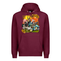 Burgundy farm truck with farm animals Premium Hoodie - texasbilliewilder