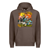 Coffee farm truck with farm animals Premium Hoodie - texasbilliewilder