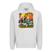Dove Grey farm truck with farm animals Premium Hoodie - texasbilliewilder