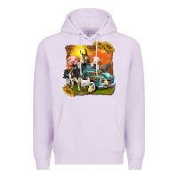 Lilac farm truck with farm animals Premium Hoodie - texasbilliewilder