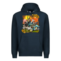 Navy farm truck with farm animals Premium Hoodie - texasbilliewilder