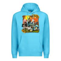 Ocean Blue farm truck with farm animals Premium Hoodie - texasbilliewilder