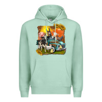 Seafoam farm truck with farm animals Premium Hoodie - texasbilliewilder