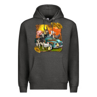 Charcoal Heather farm truck with farm animals Premium Hoodie - texasbilliewilder