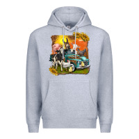 Heather Grey farm truck with farm animals Premium Hoodie - texasbilliewilder