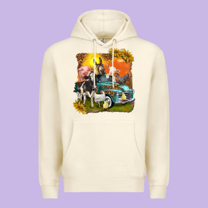 Farm Truck With Farm Animals Premium Hoodie Designed By Texasbilliewilder