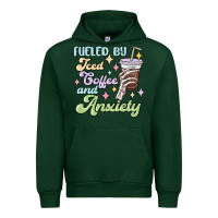 Forest Green fueled by iced coffee and anxiety Urban Hoodie - MaliasSmallBusiness