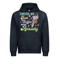Navy fueled by iced coffee and anxiety Urban Hoodie - MaliasSmallBusiness