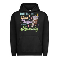 Pigment Black fueled by iced coffee and anxiety Urban Hoodie - MaliasSmallBusiness