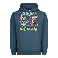 Pigment Midnight Navy fueled by iced coffee and anxiety Urban Hoodie - MaliasSmallBusiness