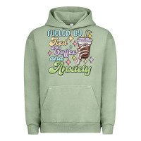 Pigment Oil Green fueled by iced coffee and anxiety Urban Hoodie - MaliasSmallBusiness