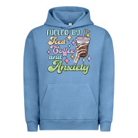 Pigment Pebble Blue fueled by iced coffee and anxiety Urban Hoodie - MaliasSmallBusiness