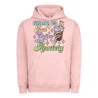 Pigment Salmon fueled by iced coffee and anxiety Urban Hoodie - MaliasSmallBusiness