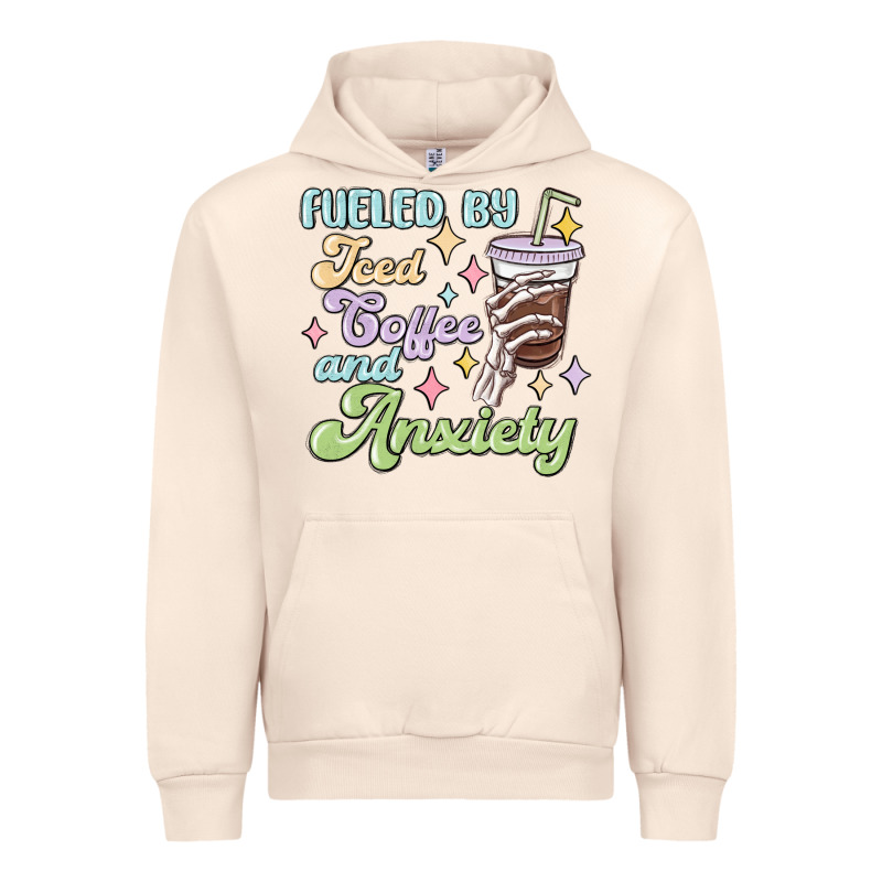 Fueled By Iced Coffee And Anxiety Urban Hoodie by MaliasSmallBusiness | Teevron
