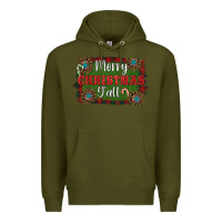 Army Green Merry Christmas Y'all Premium Hoodie - RanaPortraitStore