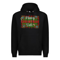 Black Merry Christmas Y'all Premium Hoodie - RanaPortraitStore