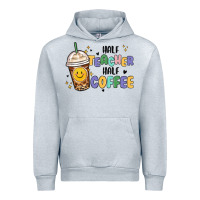 Heather Grey half teacher half coffee Urban Hoodie - MaliasSmallBusiness