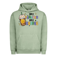Pigment Oil Green half teacher half coffee Urban Hoodie - MaliasSmallBusiness