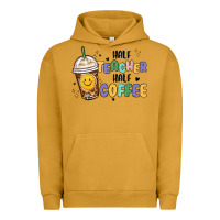 Pigment Peanut Butter half teacher half coffee Urban Hoodie - MaliasSmallBusiness