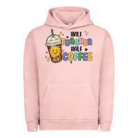 Pigment Salmon half teacher half coffee Urban Hoodie - MaliasSmallBusiness