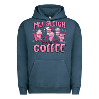Pigment Midnight Navy my sleigh runs on coffee Urban Hoodie - MaliasSmallBusiness