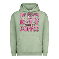 Pigment Oil Green my sleigh runs on coffee Urban Hoodie - MaliasSmallBusiness