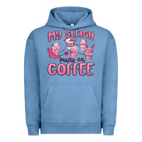 Pigment Pebble Blue my sleigh runs on coffee Urban Hoodie - MaliasSmallBusiness