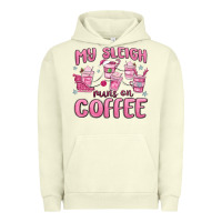 Pigment Pistachio my sleigh runs on coffee Urban Hoodie - MaliasSmallBusiness