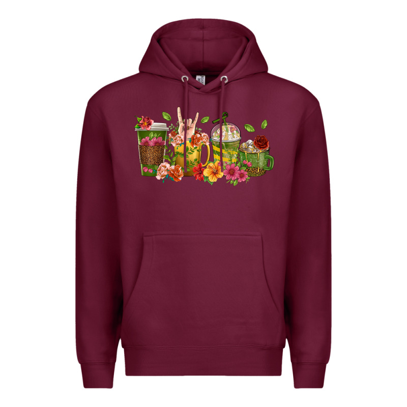 Floral Hustler Coffee Cups Premium Hoodie by texasbilliewilder | Teevron