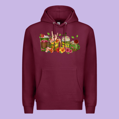 Premium Hoodie floral hustler coffee cups