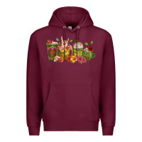 Burgundy floral hustler coffee cups Premium Hoodie - texasbilliewilder