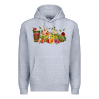 Heather Grey floral hustler coffee cups Premium Hoodie - texasbilliewilder