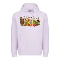 Lilac floral hustler coffee cups Premium Hoodie - texasbilliewilder