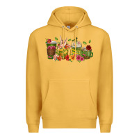 Mustard floral hustler coffee cups Premium Hoodie - texasbilliewilder
