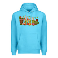 Ocean Blue floral hustler coffee cups Premium Hoodie - texasbilliewilder