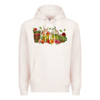 Pale Pink floral hustler coffee cups Premium Hoodie - texasbilliewilder