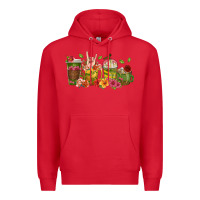 Red floral hustler coffee cups Premium Hoodie - texasbilliewilder