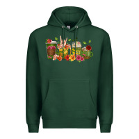 Sports Green floral hustler coffee cups Premium Hoodie - texasbilliewilder