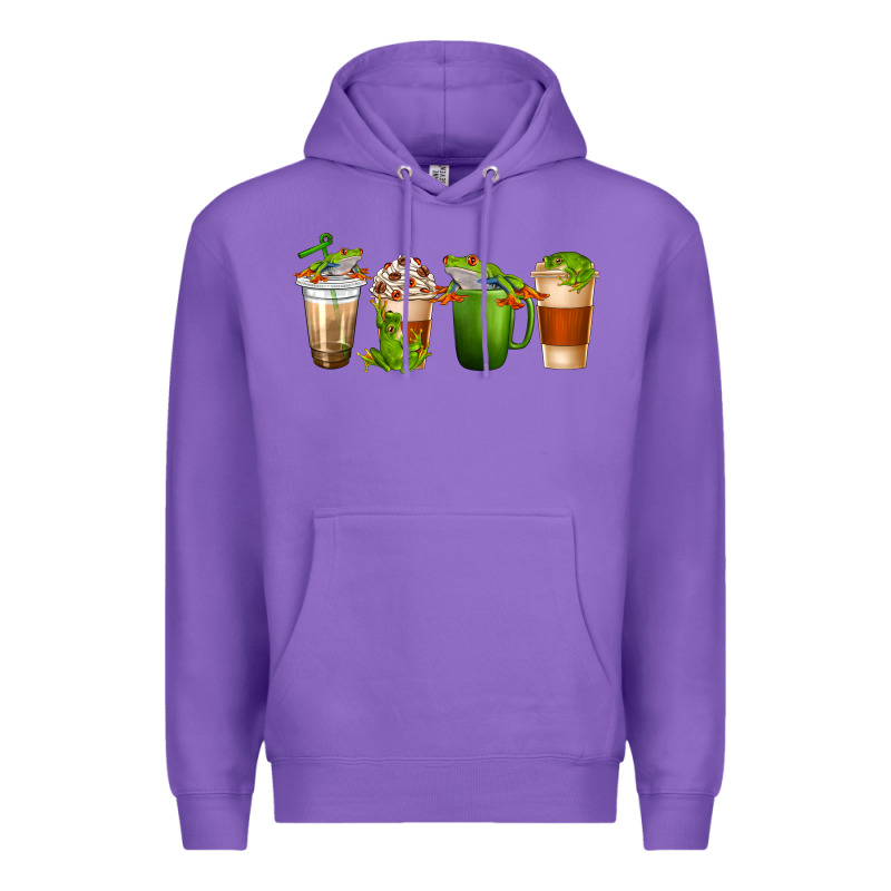 Frog Coffee Cups Premium Hoodie by texasbilliewilder | Teevron