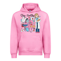 Fuchsia Pink stay healthy nurse Urban Hoodie - MaliasSmallBusiness
