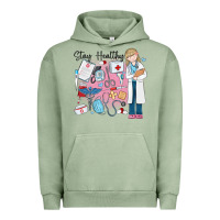 Pigment Oil Green stay healthy nurse Urban Hoodie - MaliasSmallBusiness