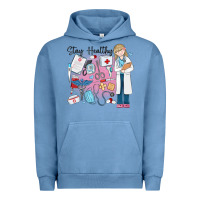 Pigment Pebble Blue stay healthy nurse Urban Hoodie - MaliasSmallBusiness