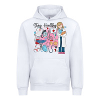 White stay healthy nurse Urban Hoodie - MaliasSmallBusiness